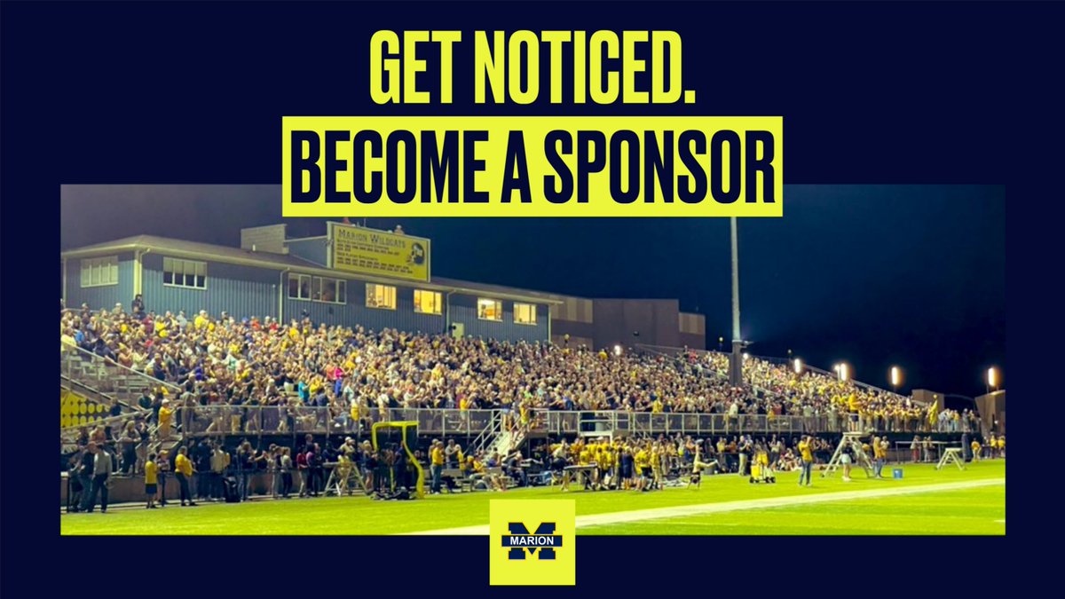 Fall 2025 video board advertisements are on sale! Spots are limited! Please contact MHS AD Ryan Goodisky for more information - rgoodisky@marionunit2.org #SACRIFICE