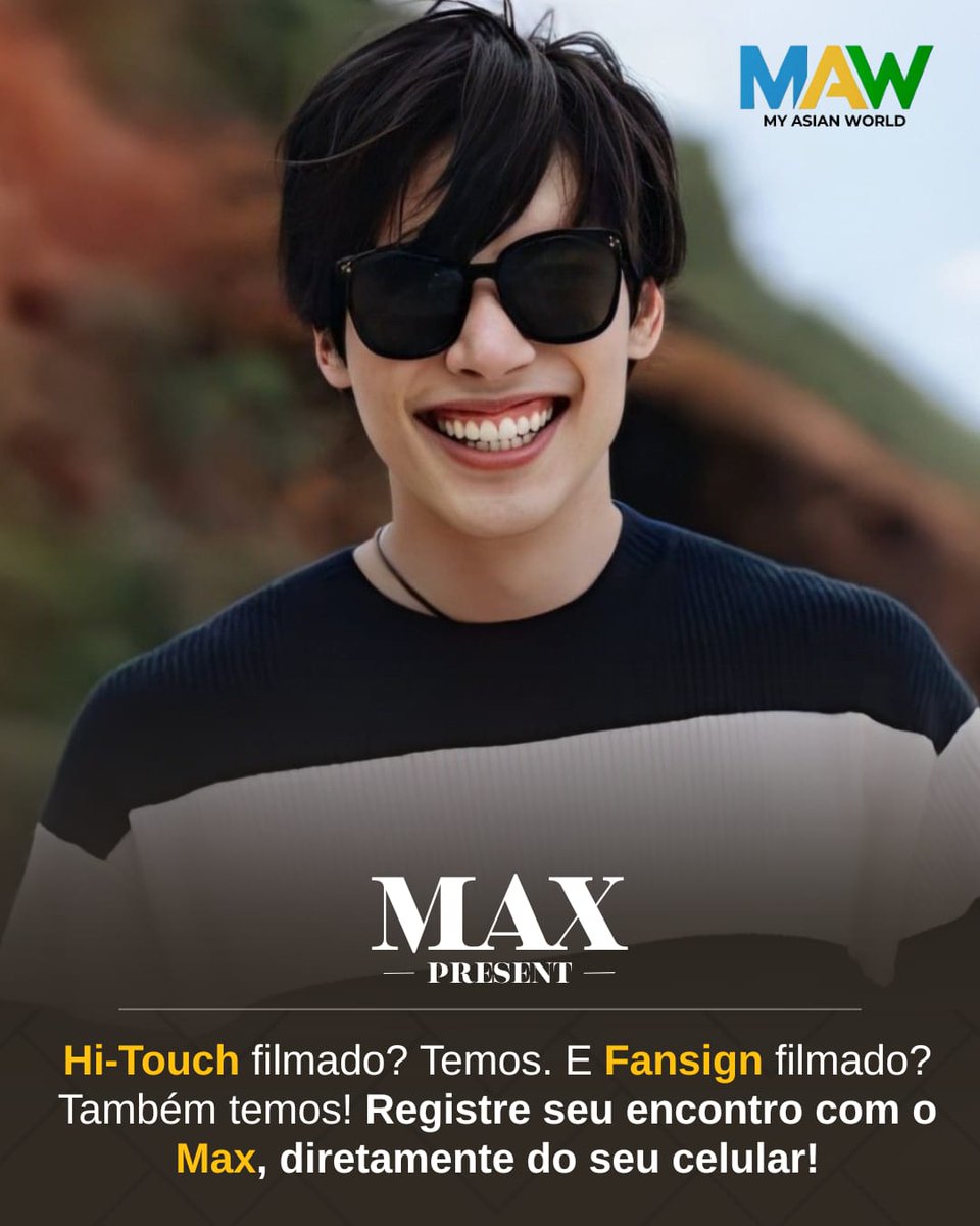 Para você que ama guardar um registro daquele momento especial com seu ídolo… 🥹💛
No #MAXPresent, você vai poder filmar seu Hi-Touch e Fansign com o Max direto do seu celular! 📲
Dia 17 de agosto vai ser inesquecível!

#maxiiin_ #MAWProdutora