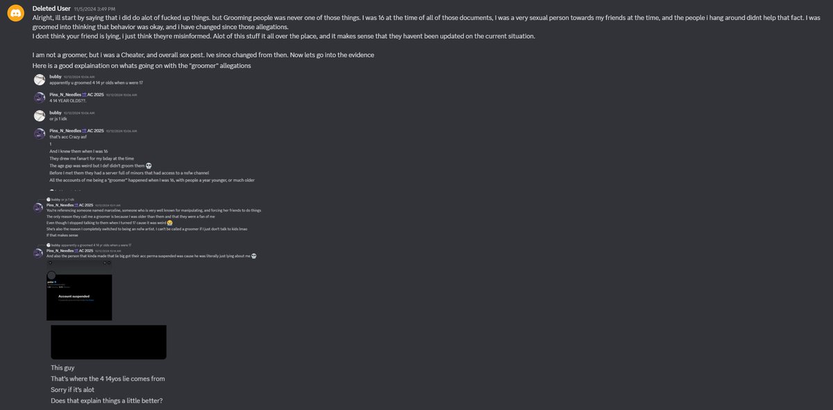 posting for someone, a conversation i had with SHI_COOL/ synzors / P1NS_N_NEELDES / XxKillerFangzxX before i blocked them 1/?
please lmk if the images are clear im just tryna make this as short as possible xd