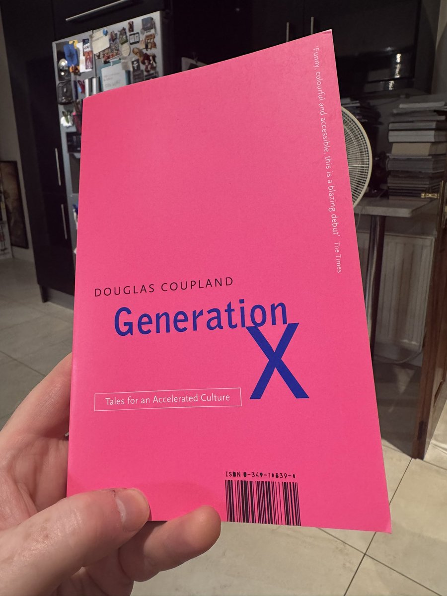 DerekLandy's tweet image. Reading Generation X by Douglas Coupland for the first time and thinking that this is DEFINITELY a period of Historical Overdosing.