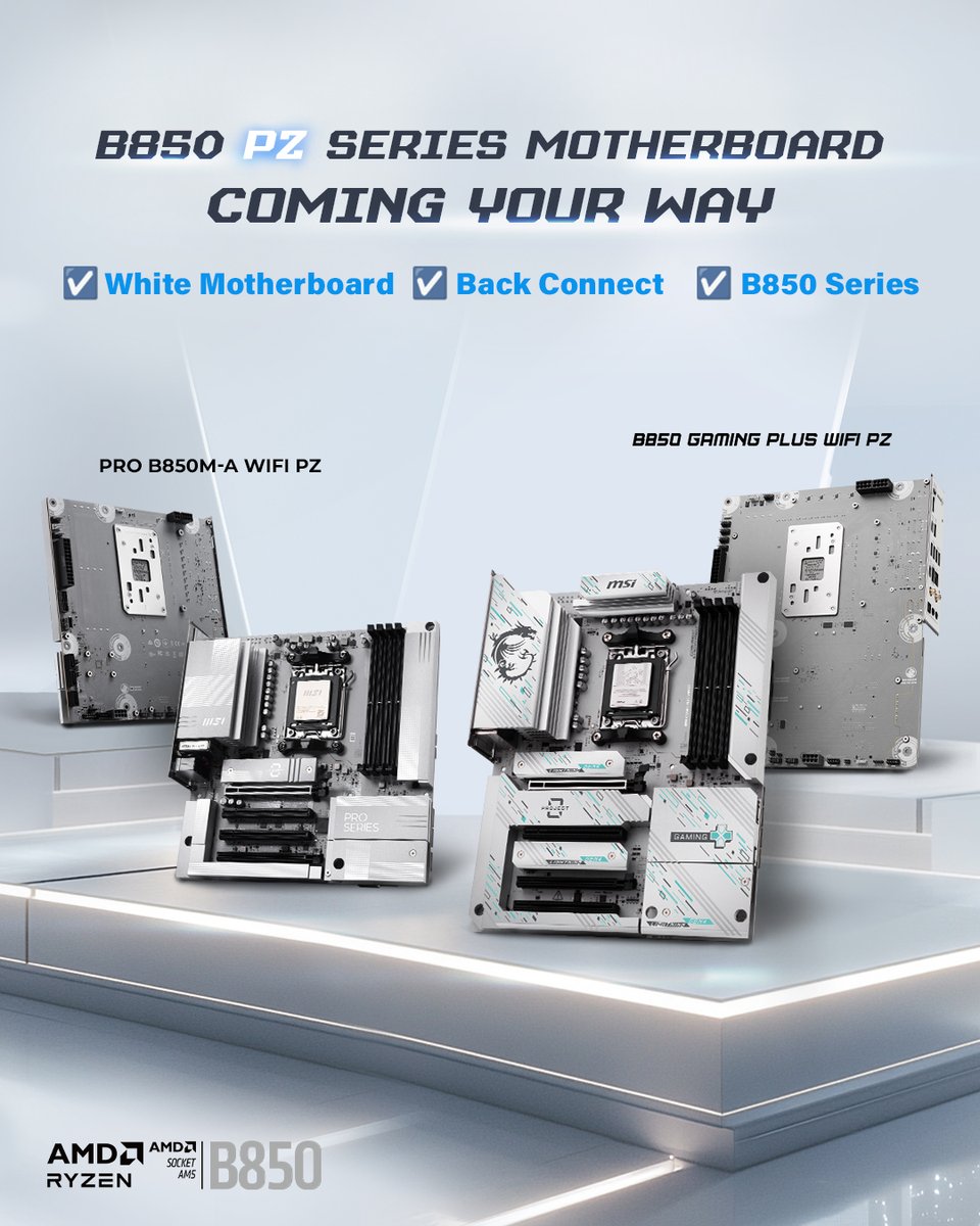 MSI new PZ Motherboard is here, with every box on your list checked. 😎

✅ White Design
✅ Back Connect
✅ B850 Series

Learn more: msi.gm/B850-PZ
