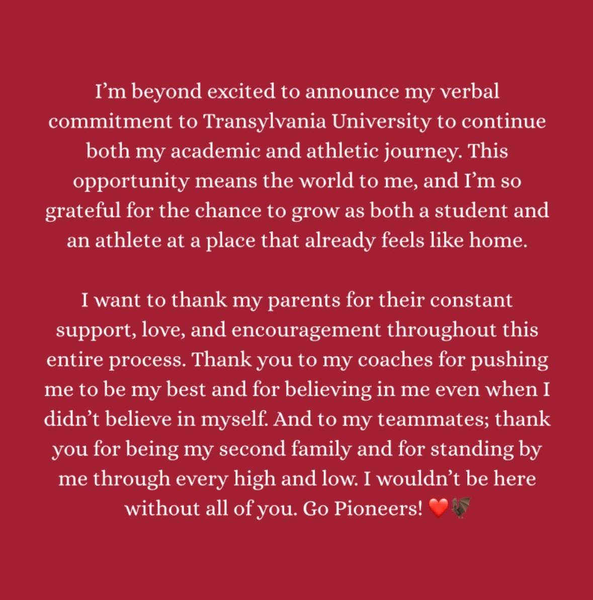 Haylee Lefever 2026 (Uncommitted) (@h_lefever17) on Twitter photo Committed ❤️🦇!! Thank you Coach Hendrickson, Coach Natalie, and Coach Krystal for this opportunity! #Next4 #AGTG <a href="/TransySoftball/">Transylvania Softball</a> Committed ❤️🦇!! Thank you Coach Hendrickson, Coach Natalie, and Coach Krystal for this opportunity! #Next4 #AGTG <a href="/TransySoftball/">Transylvania Softball</a>