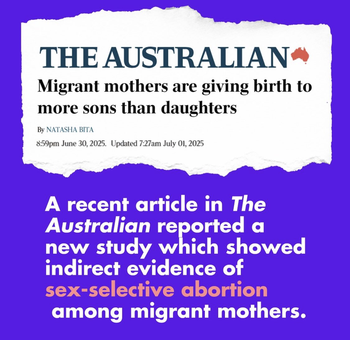 GemmaNoiosi's tweet photo. Sign the petition: Ban Sex-Selective Abortion in Australia https://t.co/7v1dznxs0w

@ProfJoannaHowe https://t.co/rKeWJoyb5q