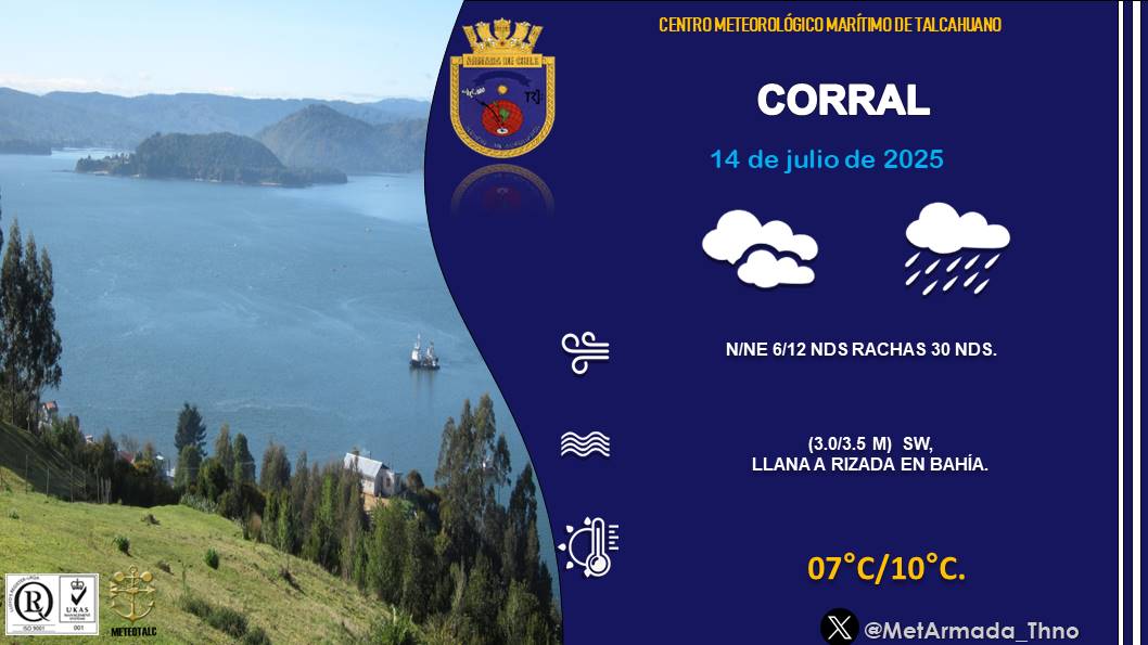 Centro Meteorológico Marítimo de Talcahuano (@metarmada_thno) on Twitter photo Revisa el pronóstico meteorológico del día #LUNES 14 de #JULIO para #Constitución #Talcahuano #Lebu #Corral
meteoarmada.directemar.cl/site/pronostic…
<a href="/RedMeteoA/">Red MeteoAficionada</a>
<a href="/gorebiobio/">Gobierno Regional del Biobío</a>
<a href="/TVUNoticias/">TVU Noticias</a>
<a href="/Sernatur/">Sernatur</a>
@imconstitucion
@Meteo_valdivia
<a href="/maritgobvld/">Gobernación Marítima de Valdivia</a>
<a href="/gm_talcahuano/">Gobernación Marítima de Talcahuano</a>
@servimet_armada Revisa el pronóstico meteorológico del día #LUNES 14 de #JULIO para #Constitución #Talcahuano #Lebu #Corral
meteoarmada.directemar.cl/site/pronostic…
<a href="/RedMeteoA/">Red MeteoAficionada</a>
<a href="/gorebiobio/">Gobierno Regional del Biobío</a>
<a href="/TVUNoticias/">TVU Noticias</a>
<a href="/Sernatur/">Sernatur</a>
@imconstitucion
@Meteo_valdivia
<a href="/maritgobvld/">Gobernación Marítima de Valdivia</a>
<a href="/gm_talcahuano/">Gobernación Marítima de Talcahuano</a>
@servimet_armada