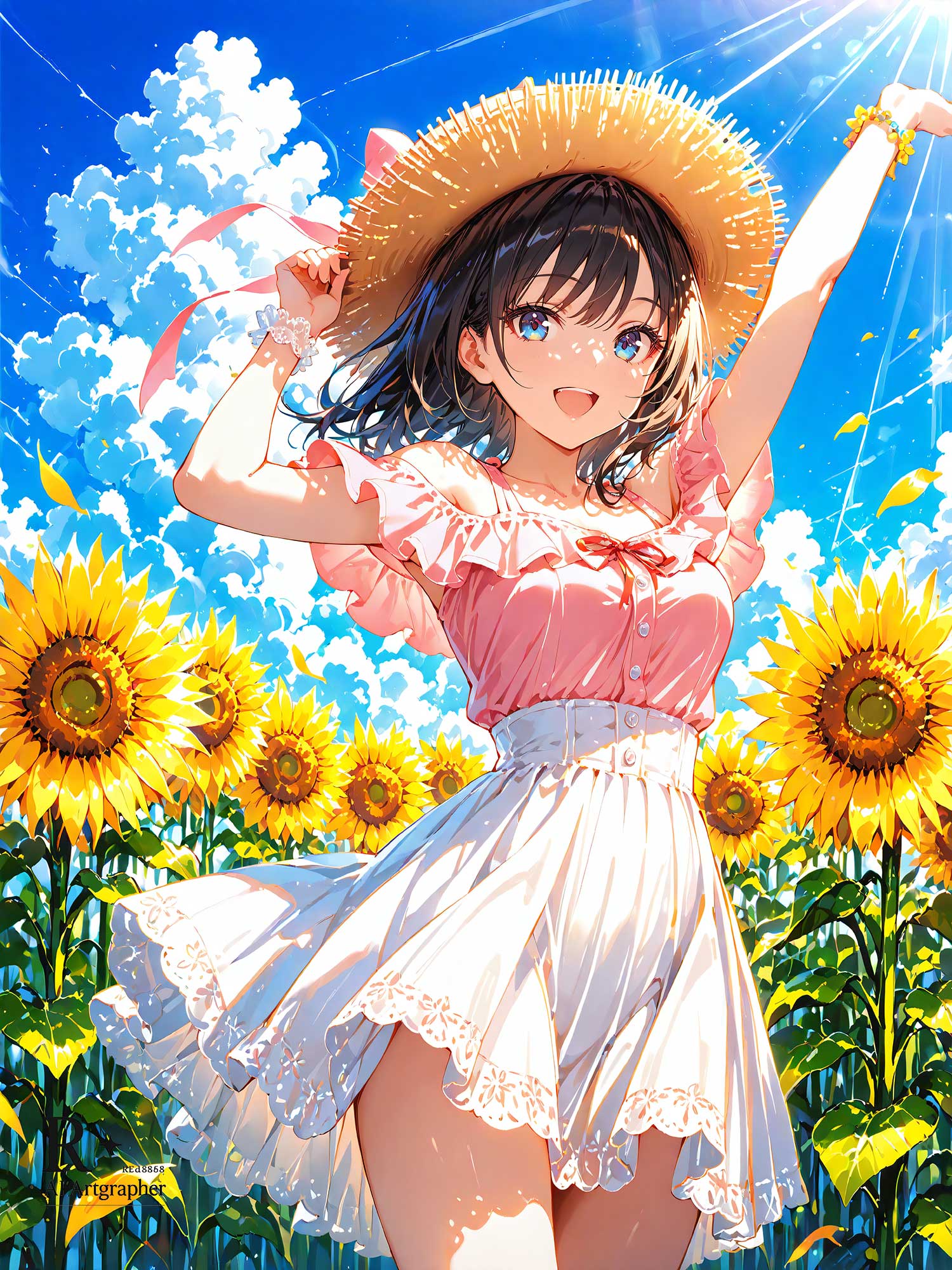 油絵, 夏, あじさい, ひまわり, ご機嫌 油絵(油彩画)｜Artmeter｜暮らしを彩るアートが、きっと見つかる