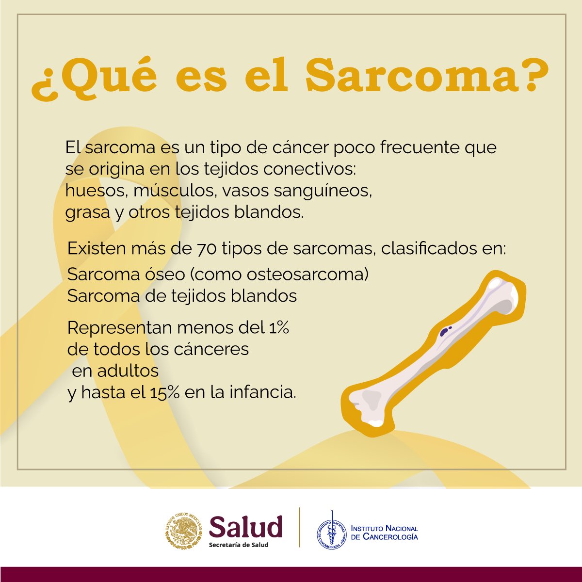incanMX's tweet image. 🎗️ Hoy, 13 de julio, conmemoramos el Día Internacional del Sarcoma.
Unamos esfuerzos por su detección oportuna y tratamiento integral.