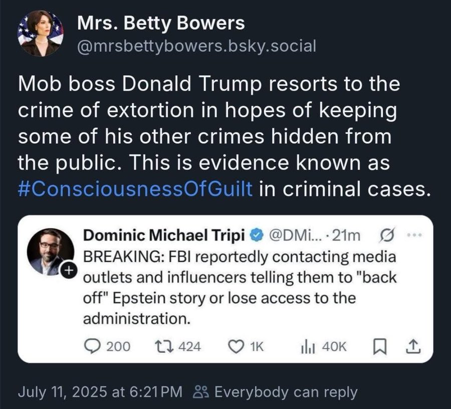 Lose access to an administration that never tells the truth

Why bother

#TrumpPedoFiles #Trump

#TrumpEpsteinCoverup