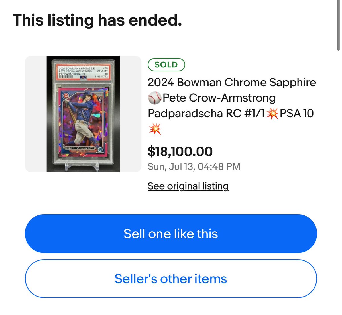 OH MY GOD….

FINAL SALE $18,100!!!!

WHAT A SALE!