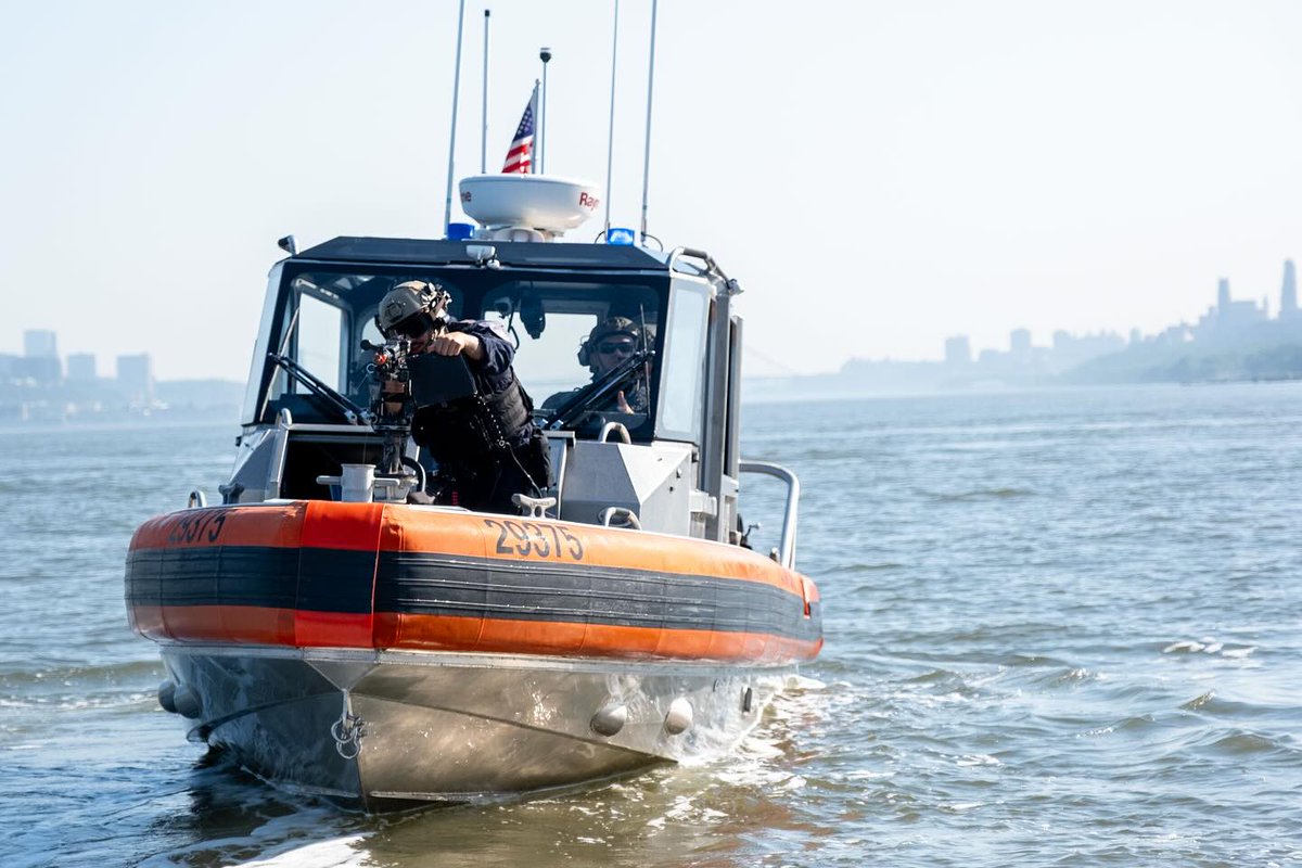 USCG's tweet image. Being always ready means preparing for the unexpected. Through recent tactical exercises, Maritime Safety and Security Team (MSST) New York strengthened their readiness to control, secure, and defend our ports and waterways. @USCG leadership, presence, and vigilance in America’s…