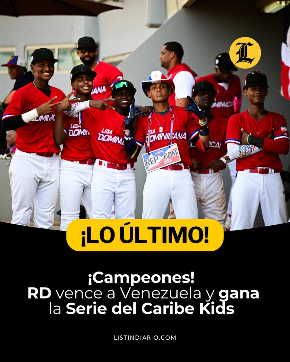 ListinDiario's tweet image. #LoúltimoLD | ¡Campeones! RD vence a Venezuela 2-1 y gana la Serie del Caribe Kids. 🇩🇴🇩🇴🇩🇴

#OrgulloDominicano #ListínDiario