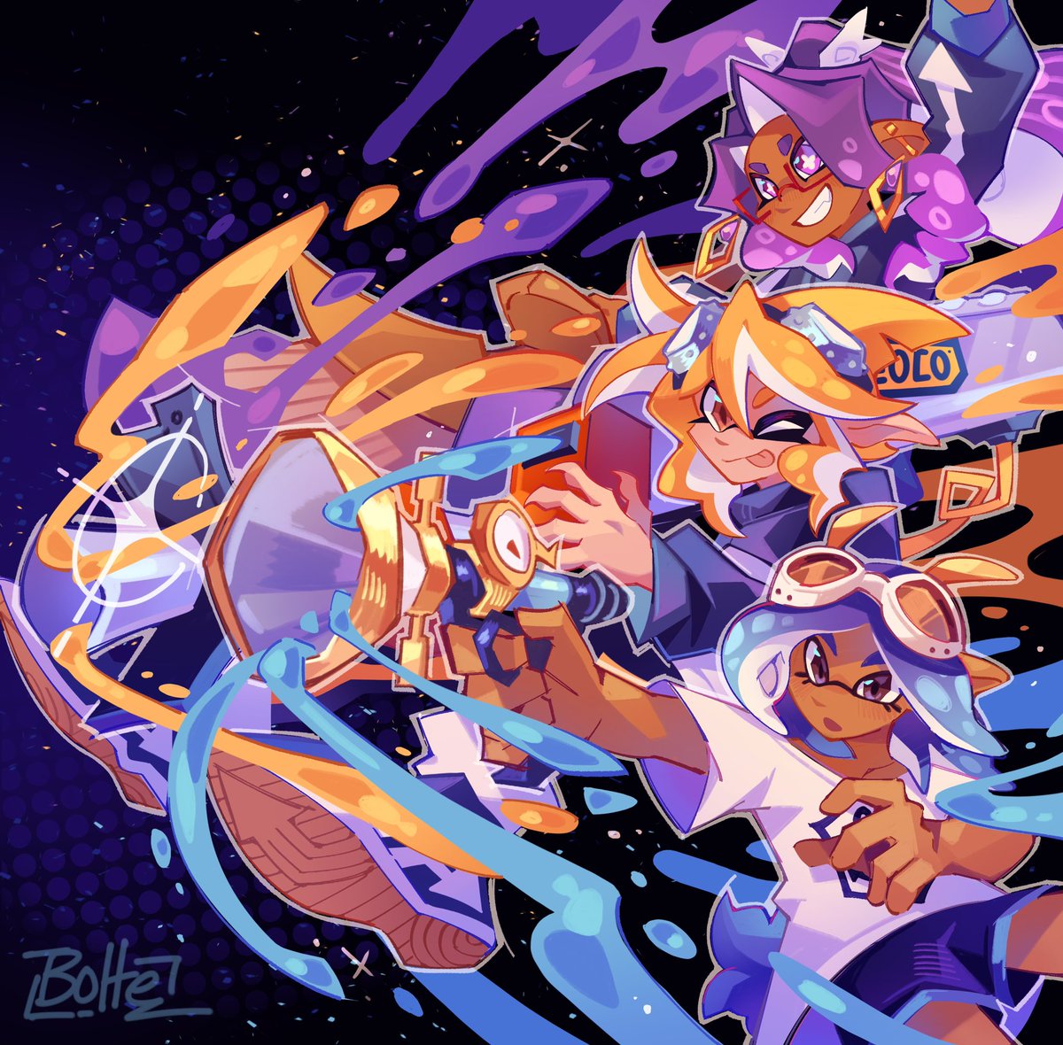 BOOYAH!!!💜💛🩵 
#Splatoon #Splatoon3 #artfight2025