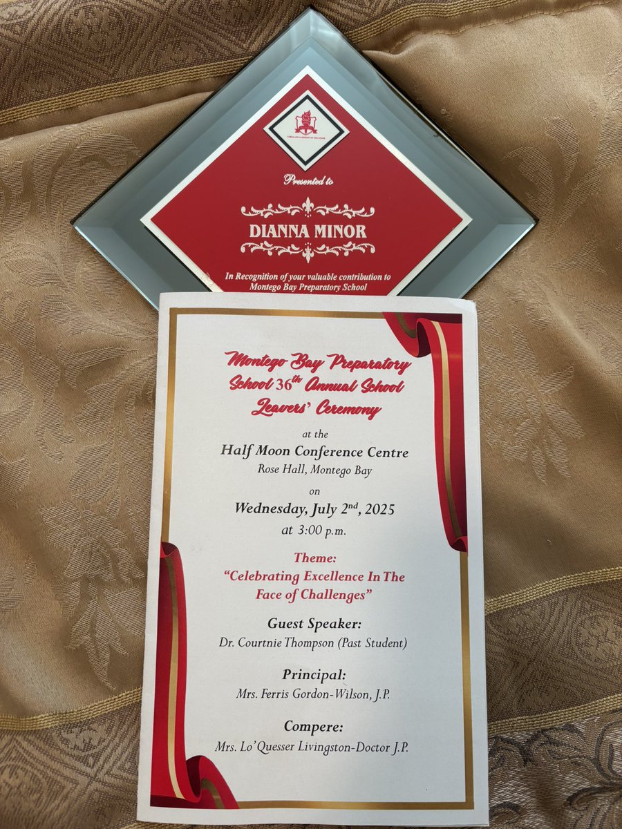 Blessed to be able to support a couple of school initiatives at Montego Bay Preparatory School in Jamaica. 🇯🇲 It is one of the top preparatory schools &amp; the students are absolutely exceptional.

Last week, I was recognized by the faculty &amp; staff, a very special moment indeed. ❤️