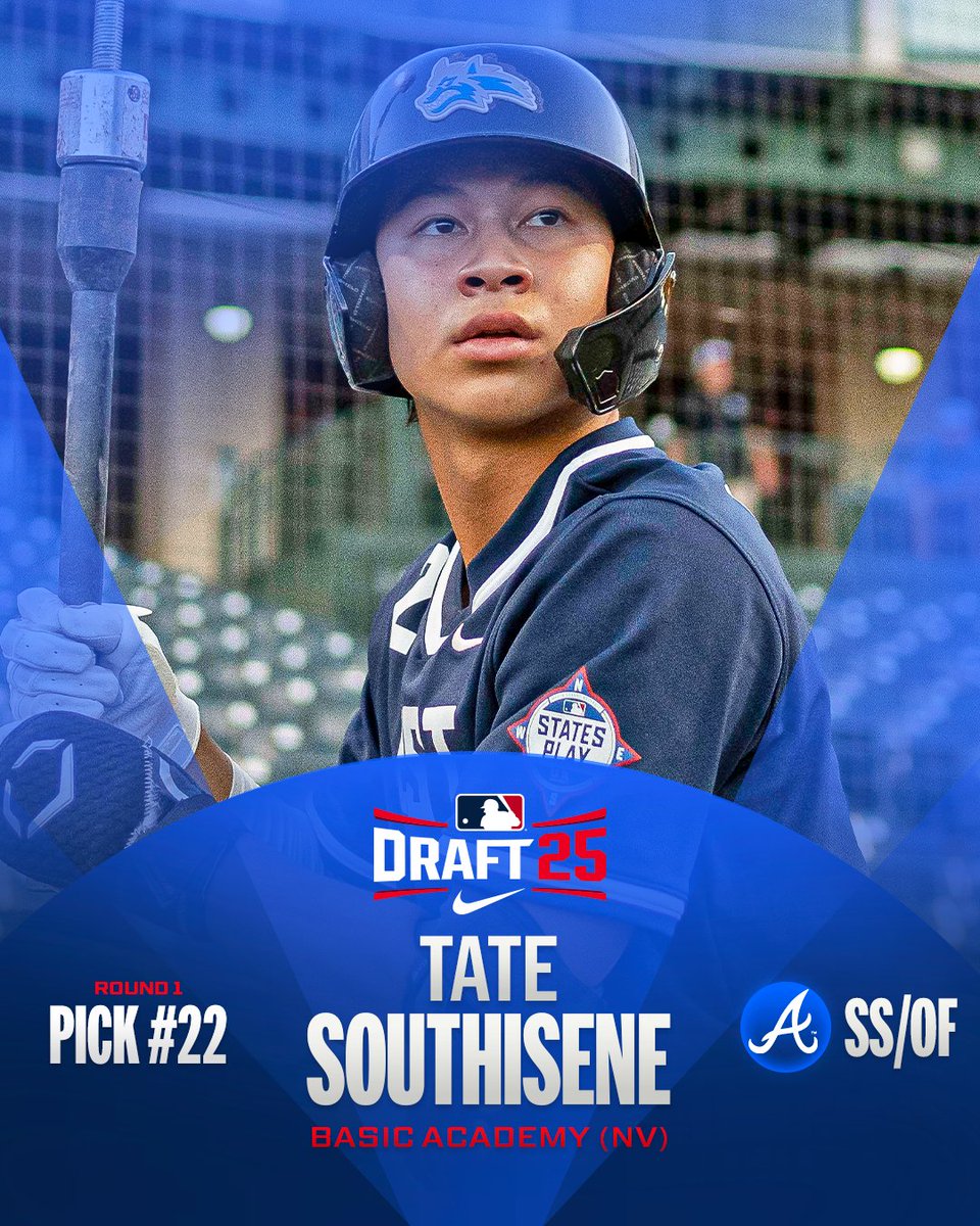 With the 22nd pick of the 2025 #MLBDraft, the <a href="/Braves/">Atlanta Braves</a> select SS/OF Tate Southisene from Basic (NV) Academy.