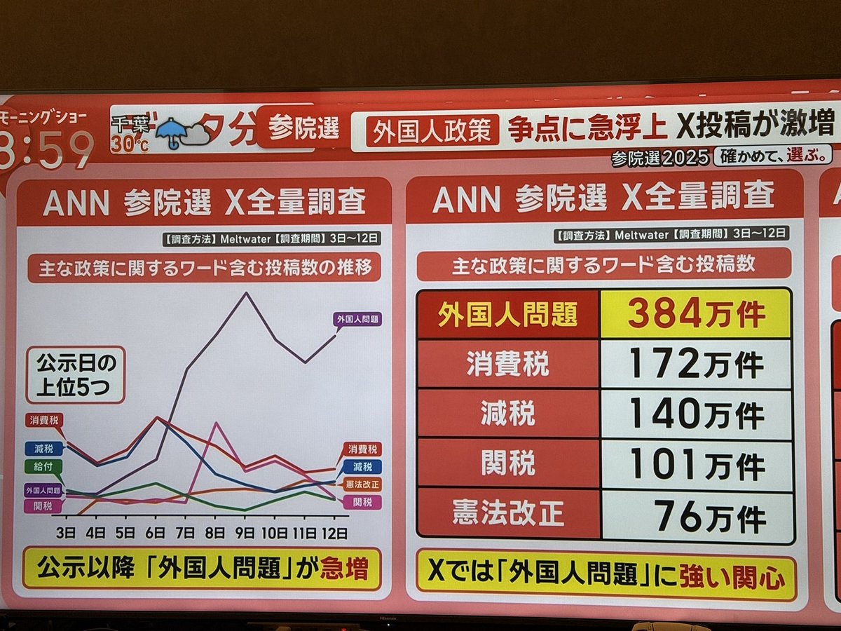 Xで参院選の最大争点は「外国人問題」、日本という国はどうなるんだろう。