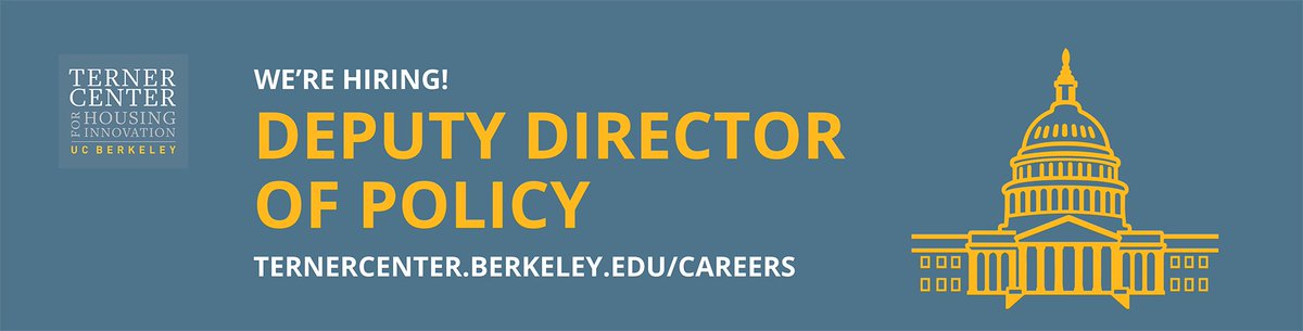 TernerHousing's tweet image. Join the Terner Center and lead policy work that brings research to bear on critical housing challenges. We’re seeking a Deputy Director of Policy to bring our work to policymakers at the state and federal levels. Learn more and apply now: ternercenter.berkeley.edu/careers