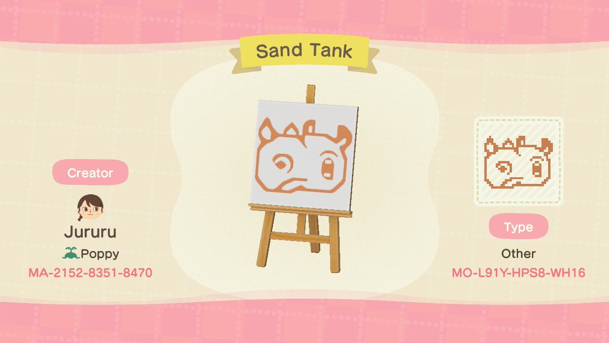 ju_segala's tweet photo. Meu primeiro Design postado no Animal Crossing: New Horizons.

Vou fazer de todos os meus villagers por ordem de chegada.

O primeiro foi o Tank 🥰

#AnimalCrossingNewHorizons #Tank https://t.co/DjXG2P5lB3