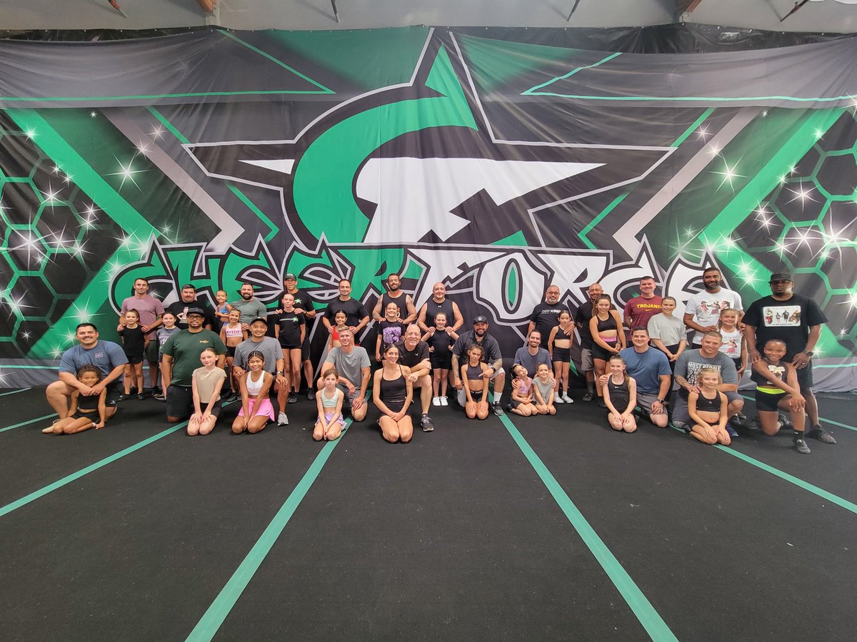 We love our Cheer Dads!!!! 🙂 such a fun way to spend a Sunday night at our Father Daughter stunt clinic!!