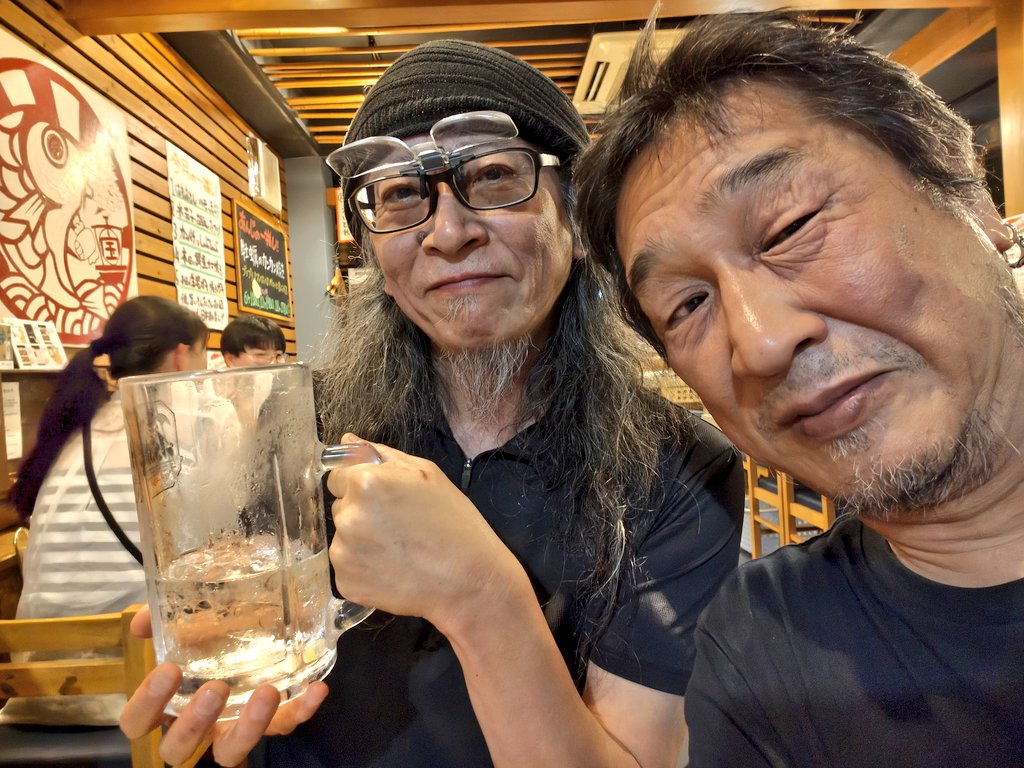 h2labo's tweet photo. face to ace 浴衣祭り2025
今年も無事終了！
祇園祭の影響で昼間の搬出がヤバいかもなのでライブ後済ませたので今日のお見送りはありません♫
昨夜の打ち上げで海月さんとパチリ📸
お疲れ様でした〜！！！ https://t.co/Zqu4WMMTKL
