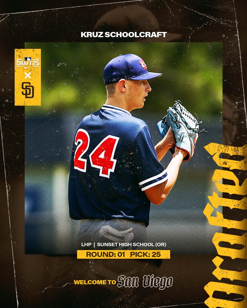 Welcome to San Diego, Kruz!

With the 25th pick in the 2025 MLB Draft, we have selected LHP Kruz Schoolcraft from Sunset High School (OR).