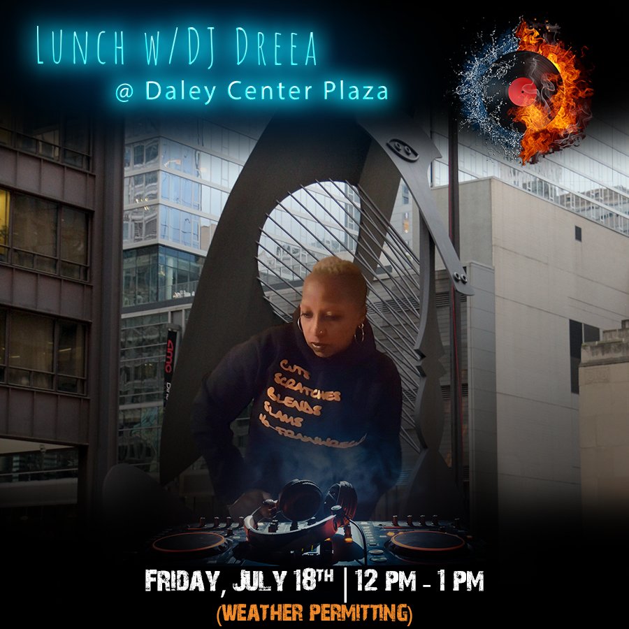 djdreea's tweet image. FRIDAY! 7/18 enjoy your lunch &amp;amp; some #DJDreeaMuzic @Daley Center Plaza (weather permitting) ♥️🎼🎵
.
djdreea.com/events
.
MBE/VBE/WBE Certified DJ!
.
#Blessed #LikeWater