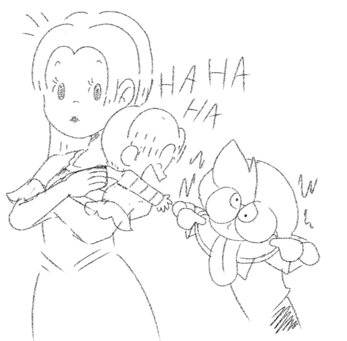 KeijiDX7's tweet image. I love drawing baby Lucas and little Duster (He used to do this a lot and Hinawa rarely caught him)