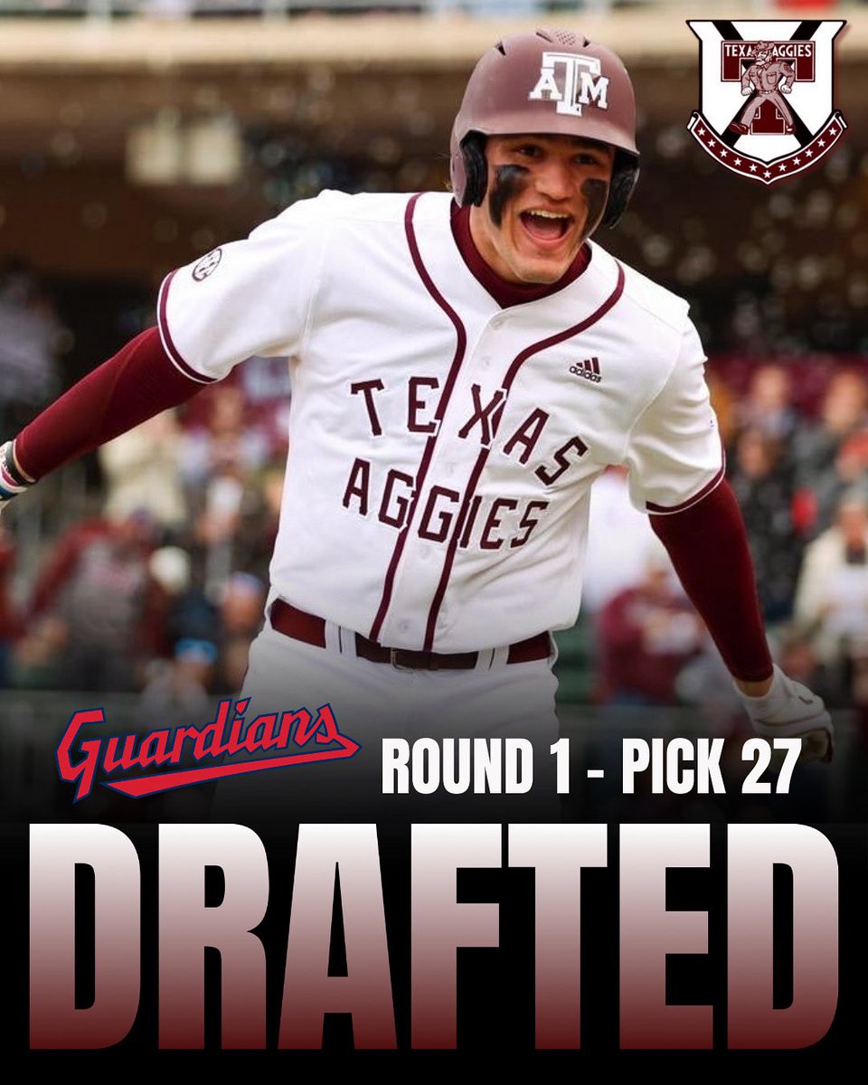 OldRowAggies's tweet image. Jace Laviolette has been selected 27th by the Cleveland Guardians. Congrats Jace! 🎉