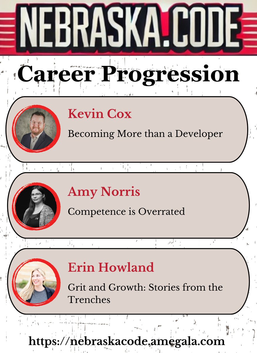 amegala's tweet image. Kevin Cox, Amy Norris and Erin Howland have Sessions within the Career Progression track at Nebraska.Code() next week!

nebraskacode.amegala.com

@DeltaVCode @uiowa #CareerProgression #TechConf #TechCareer #Nebraska @greateriowacity @IowaBizCouncil @sbmaglincoln @LNKCodingWomen