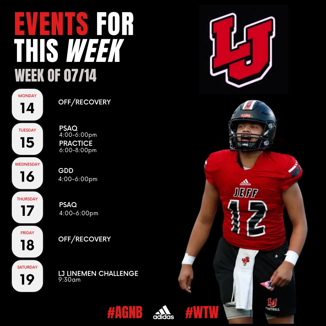 Schedule for the week! #AGNB #WTW