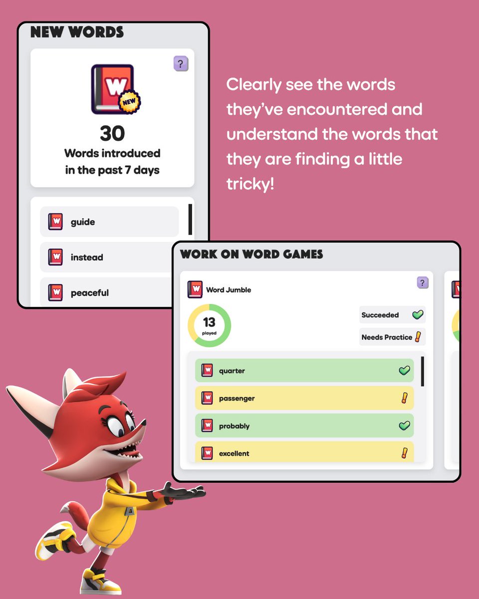 In the know and on top of their progress with Word Tag’s Parent Progress Report!🧠

Track your child's vocab journey, celebrate their wins and discover how easy it is to support their learning 📚💡

We're here to help you help your children ❤️

#MrsWordsmith #WordTag #ParentTips