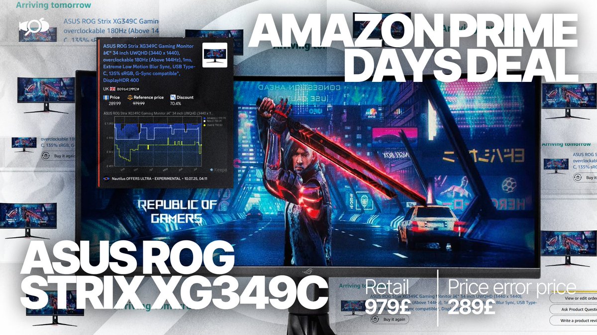 🚨 Prime Days HEAT! 🚨

The ASUS ROG STRIX XG349C dropped to a killer price and our monitor flagged it instantly 💥

Just a glimpse of what goes down inside NautilusDeals.
Don't hear about it later — be inside when it happens 🔥📲