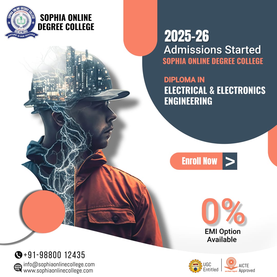 SophiaonlineDeg's tweet image. Build a Brighter Future in Engineering!

Diploma in Electrical &amp;amp; Electronics Engineering Gain  flexible learning &amp;amp; strong career outcomes at Sophia Online Degree College.

 📞 wa.me/+91-9880012435
 🌐 sophiaonlinecollege.com

#DiplomaInElectricalEngineering #ElectronicsDiploma