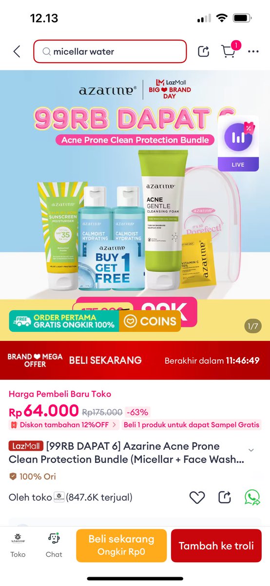 swankyeol's tweet photo. WAIT WAIT WAIT‼️
KAPAN LAGI 99RB DAPAT 6 PRODUK AZARINE 😱

hanya di LazMall Big Brand day cuma sampe tanggal 14 Juli aja

best deal banget sih dan pastinya bakalan ada free gift juga🥳 https://t.co/ywV7uY4ctN