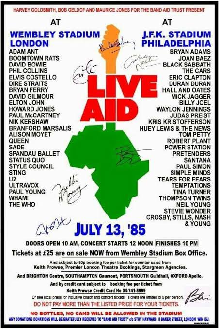🌍🎸 On July 13, 1985, two continents, one cause: Live Aid shook the world from London to Philly.
The lineup? Pure legends.
The mission? End famine in Africa.
The result? Over 1.5 billion viewers.
No internet. Just humanity, music, and history.
#LiveAid #OnThisDay