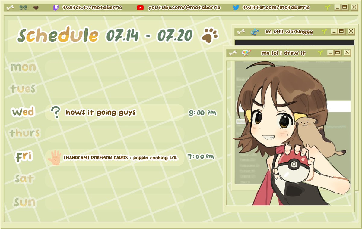 a little treat for the drought (gambling)😁07.14-07.20
🌱🌱🌱
(PDT/PST (check schedule on twitch for your timezone!))