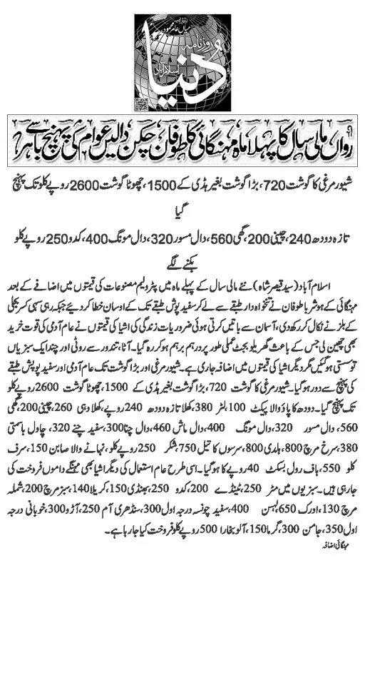 نئے مالی سال 2025 کا پہلا عشرہ ہی مہنگائی کا طوفان لے آیا قوت خرید بھی اور،صبر بھی جواب دینے لگا