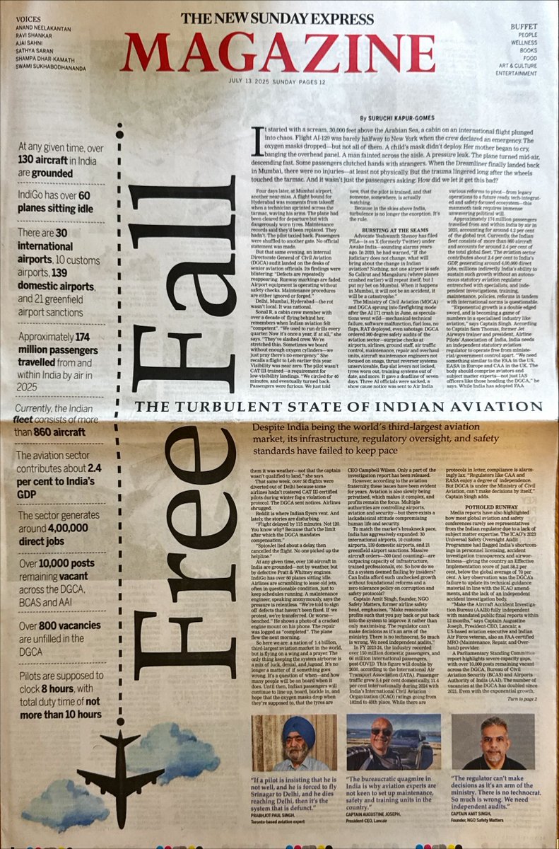 Suruchigomes's tweet photo. The fatal and tragic AI 171 crash has opened up a can of worms - about aviation, safety, and human life. Most demand an autonomous regulator, following international guidelines to the T, revamping safety, maintainence protocols. https://t.co/IREKjb21jc

#AI171 #pilotfatigue https://t.co/gwYeHoYPOP