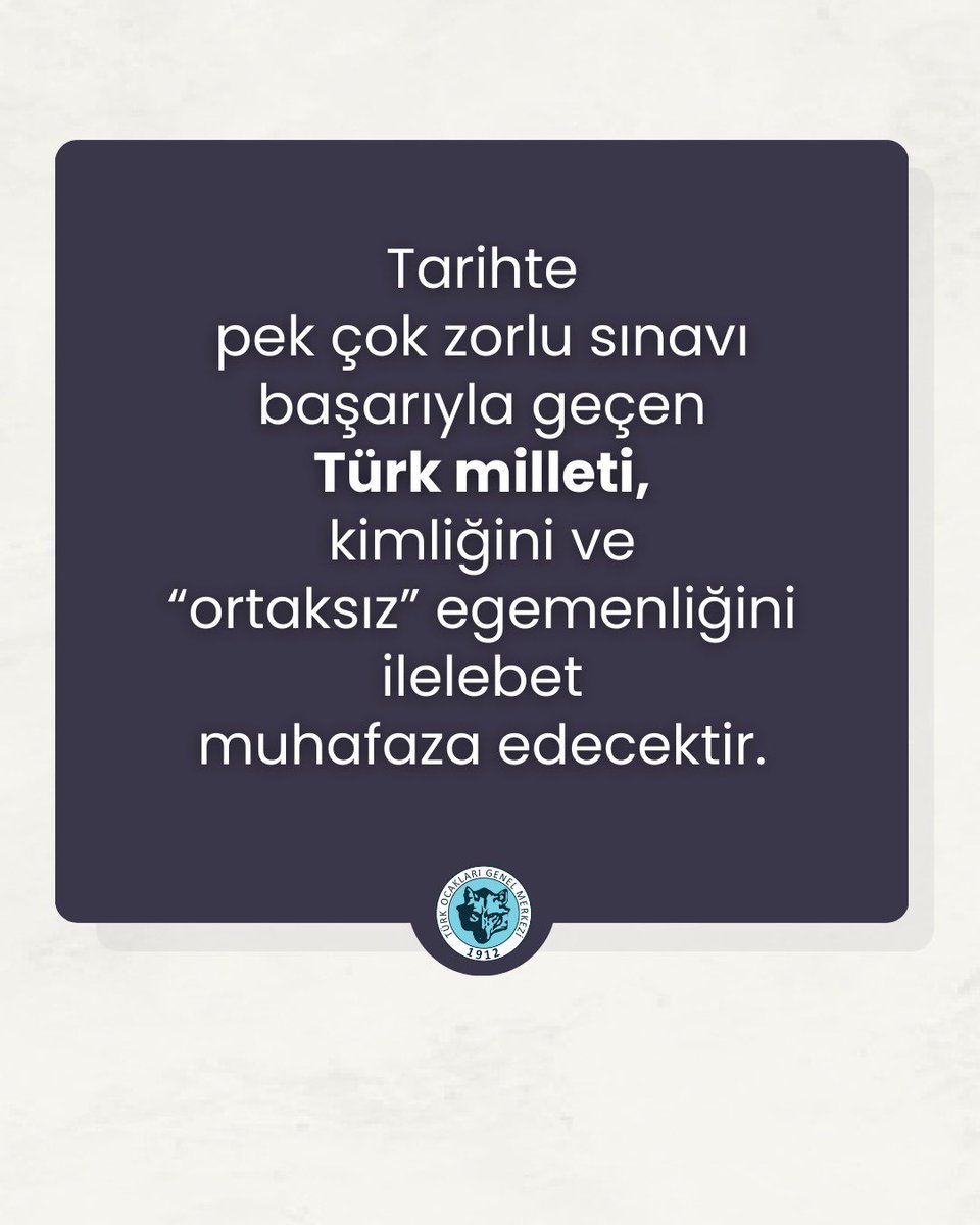 Tarihte pek çok zorlu sınavı başarıyla geçen Türk milleti, kimliğini ve “ortaksız” egemenliğini ilelebet muhafaza edecektir❗️