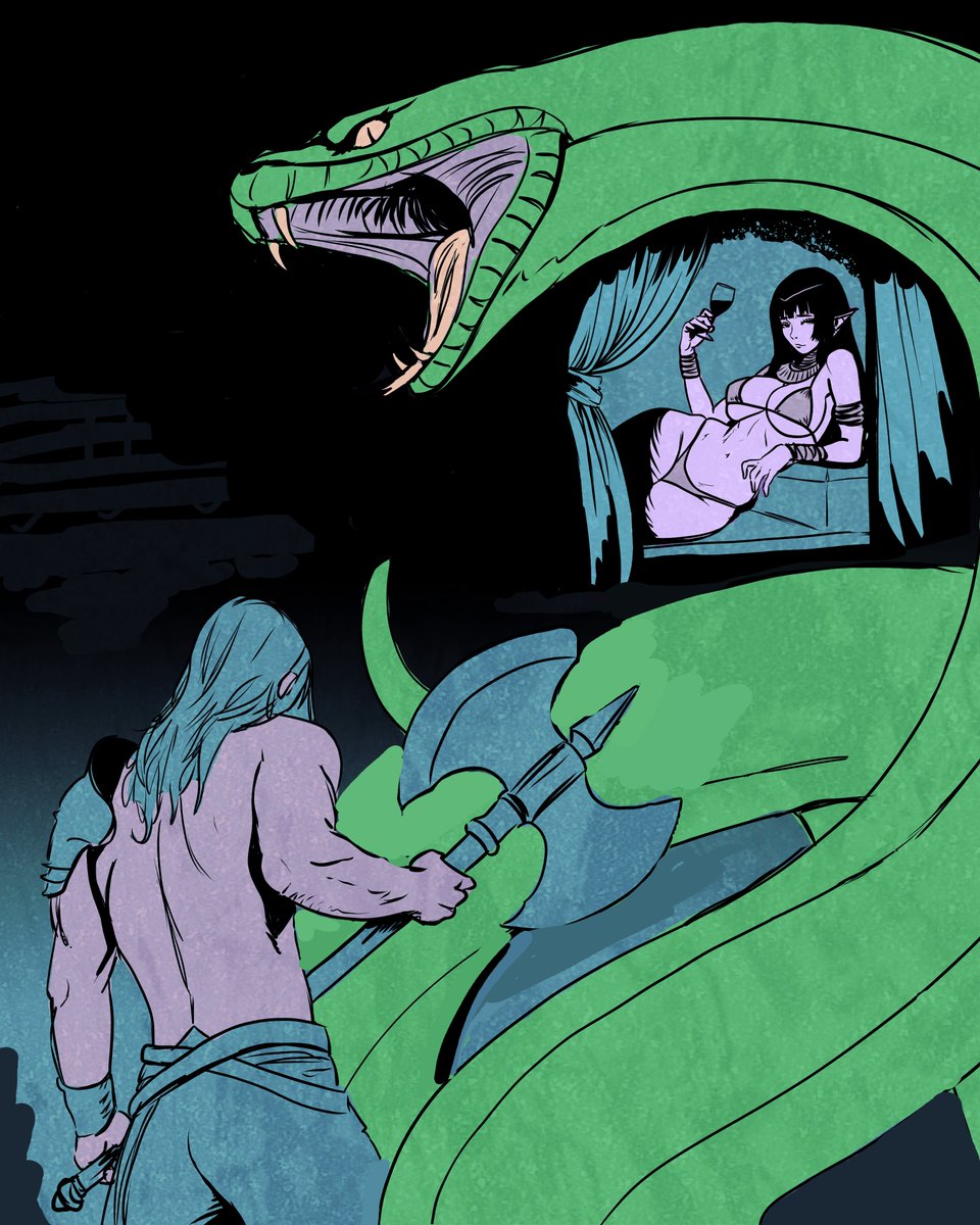 BrutalxBasics's tweet image. Trying to compose a visually interesting scene is the hardest thing to do by far. I need to study and practice more. Single character illustrations are my wheelhouse for sure (like most people) but I want to improve so wish me luck ⚔