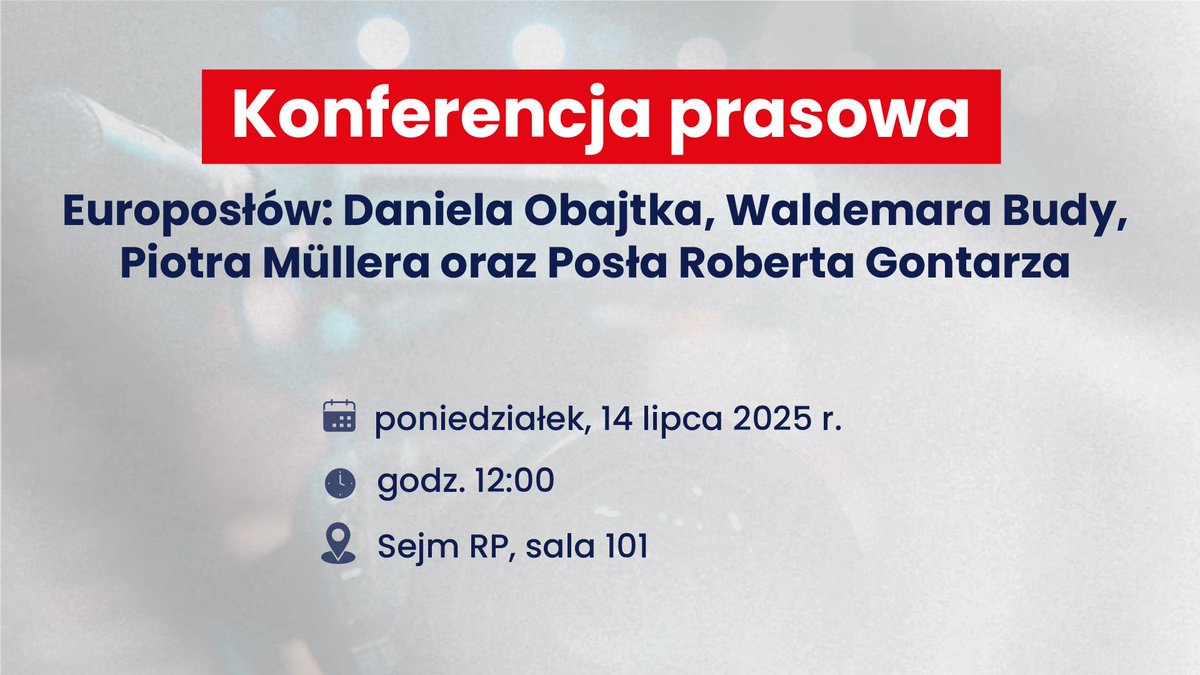 BARDZO WAŻNA KONFERENCJA ❗️

Ekipa Tuska chce zniszczyć kolejną branżę, stracą przede wszystkim polscy producenci na rzecz zagranicznych koncernów ❗️

Szczegóły dziś o 12:00 w Sejmie 👇