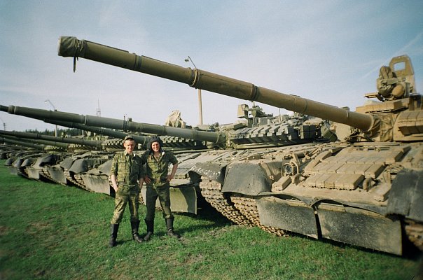 T-80BV's at the 22nd Central Tank Storage Base in Buy, Kostroma Oblast, 2000's.