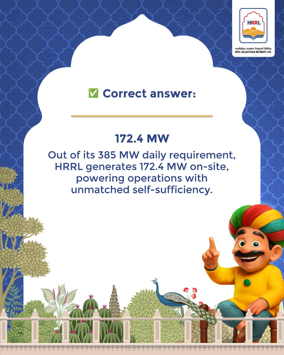 HRRL_Rajasthan's tweet image. Energy for operations. Power for progress.
HRRL generates 172.4 MW of electricity every day, meeting nearly half of its massive energy needs independently.

#HRRL #EnergyIndependence #PoweringProgress #RefineryPower #SustainableEnergy #MakeInIndia #EnergyLeadership…