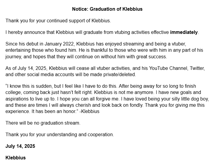 Klebbius's tweet image. 【Graduation】