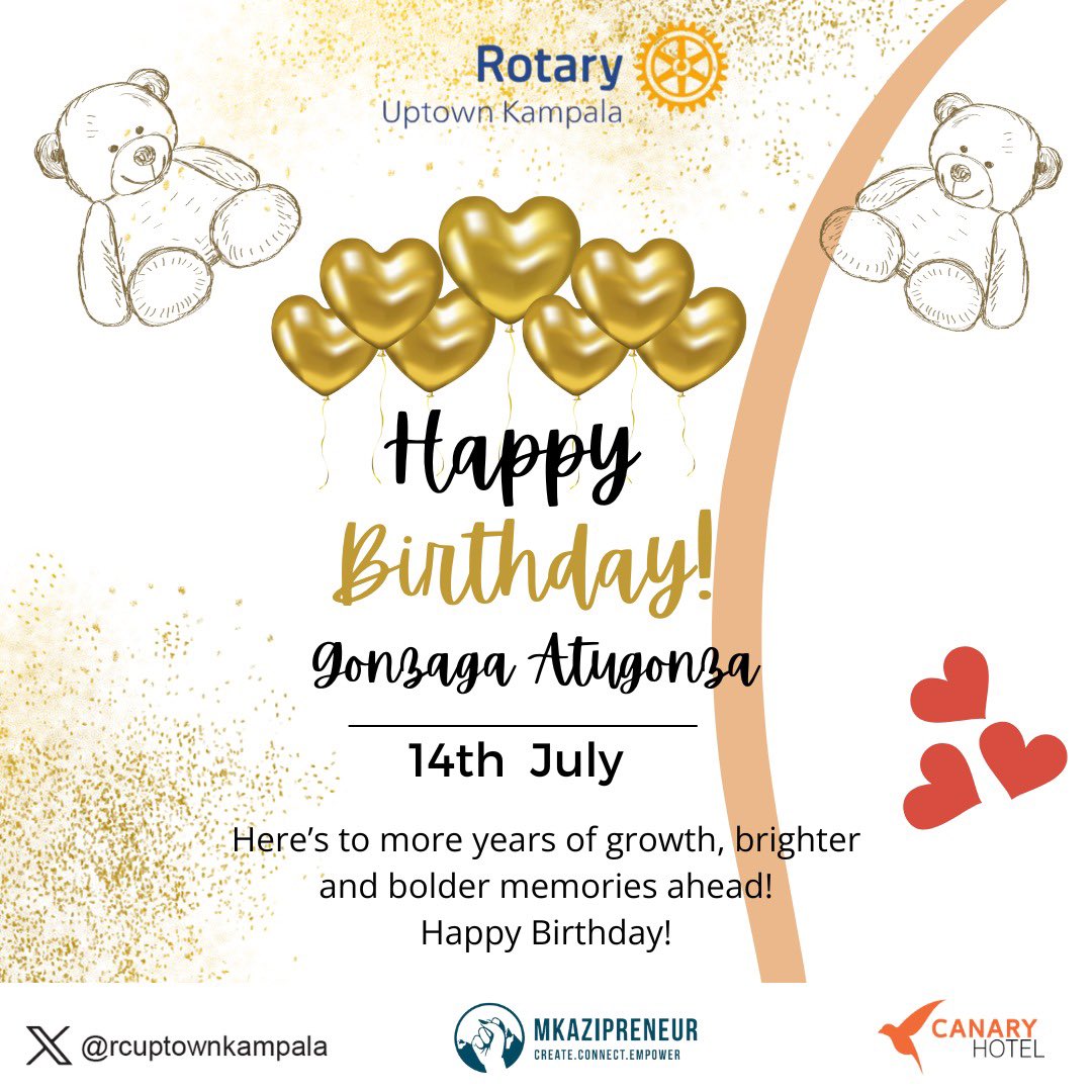 rcuptownkampala's tweet image. Happy Birthday to Atugonza, son of our amazing Rotary Club Advisor Don! 🎉🎂 

Wishing you a day filled with fun, friends, and fantastic memories! May your year ahead be bright and awesome! 🌟 #RotaryFamily