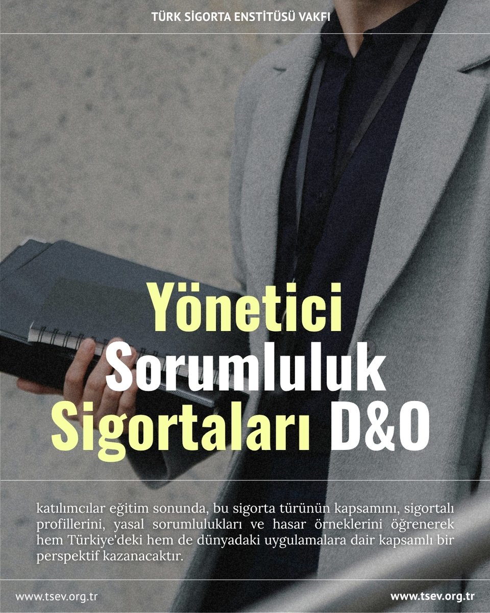 🛡️ Yönetici Sorumluluk Sigortaları (D&amp;O) Eğitimi

📅 22–23 Temmuz 2025 | 🕒 10:00–12:00 (Toplam 4 saat) | 💻 Online
 👨‍🏫 Eğitmen: Mahmut Saraçoğlu

Detaylı bilgi ve kayıt için tıklayın: l24.im/xYCiaH3