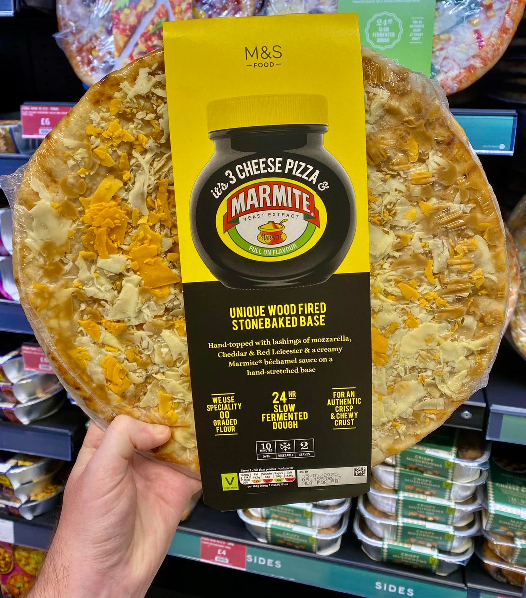 New Marmite 3 Cheese Pizza spotted at M&amp;S!! 😍 #driverphotos #lovemycountry #landmark #transport #chilled #frozen #temperature #controlled #refrigerated #couriers