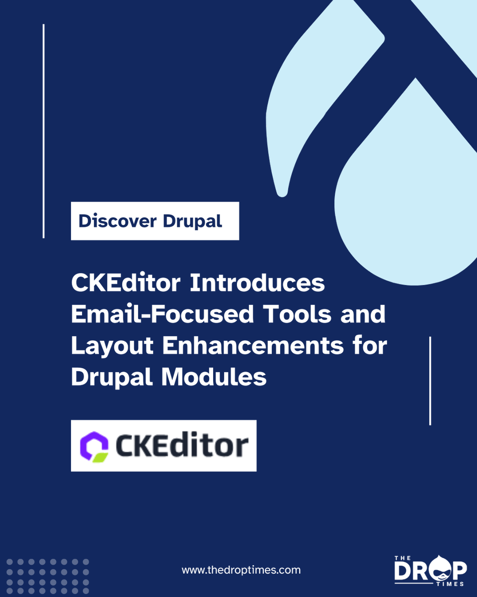 thedroptimes's tweet image. ✉️ New in @CKEditor for #Drupal: Email-ready editing tools, layout tables, and official fullscreen support!
Gökçe Tosun of @cksource  details updates in the latest Premium Features and Plugin Pack modules.
bit.ly/4lRAbzw 
#CKEditor #WebContent #EmailDesign