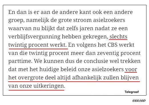 Volgens het CBS werkt slechts 20% van de asielzoekers die al jaren geleden een verblijfsvergunning hebben gekregen. Ze zijn dan ook niet voor niets via tal van veilige landen naar Nederland gekomen omdat hier het meeste te halen valt. De belastingbetaler zal ze wel onderhouden.