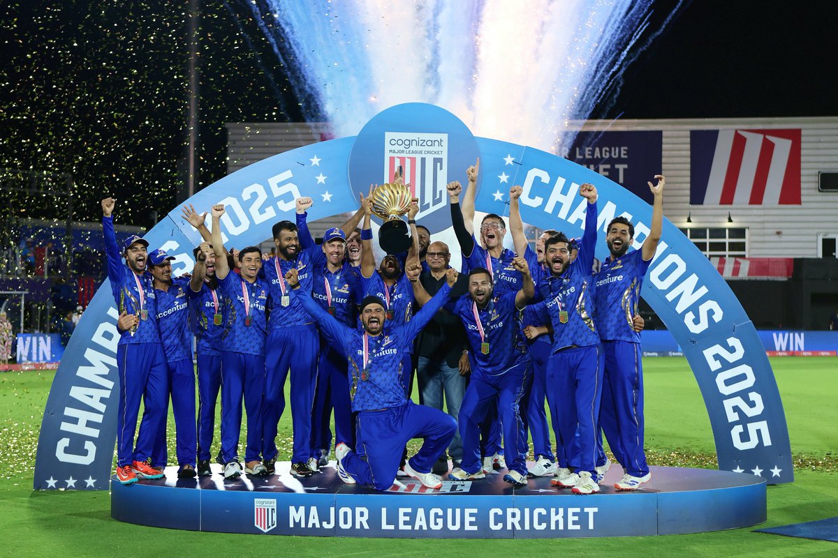 Mumbai Indians (@mipaltan) on Twitter photo 𝐂𝐇𝐀𝐌𝐏𝚰𝐎𝐍𝐒 of 🇺🇸 𝐎𝐍𝐂𝐄 𝐀𝐆𝐀𝚰𝐍!
Congratulations, <a href="/MINYCricket/">MI New York</a> on bringing in the 1️⃣3️⃣th title to our 𝕆ℕ𝔼 𝔽𝔸𝐌𝐈𝕃𝕐 💙
#MumbaiIndians #PlayLikeMumbai 𝐂𝐇𝐀𝐌𝐏𝚰𝐎𝐍𝐒 of 🇺🇸 𝐎𝐍𝐂𝐄 𝐀𝐆𝐀𝚰𝐍!
Congratulations, <a href="/MINYCricket/">MI New York</a> on bringing in the 1️⃣3️⃣th title to our 𝕆ℕ𝔼 𝔽𝔸𝐌𝐈𝕃𝕐 💙
#MumbaiIndians #PlayLikeMumbai