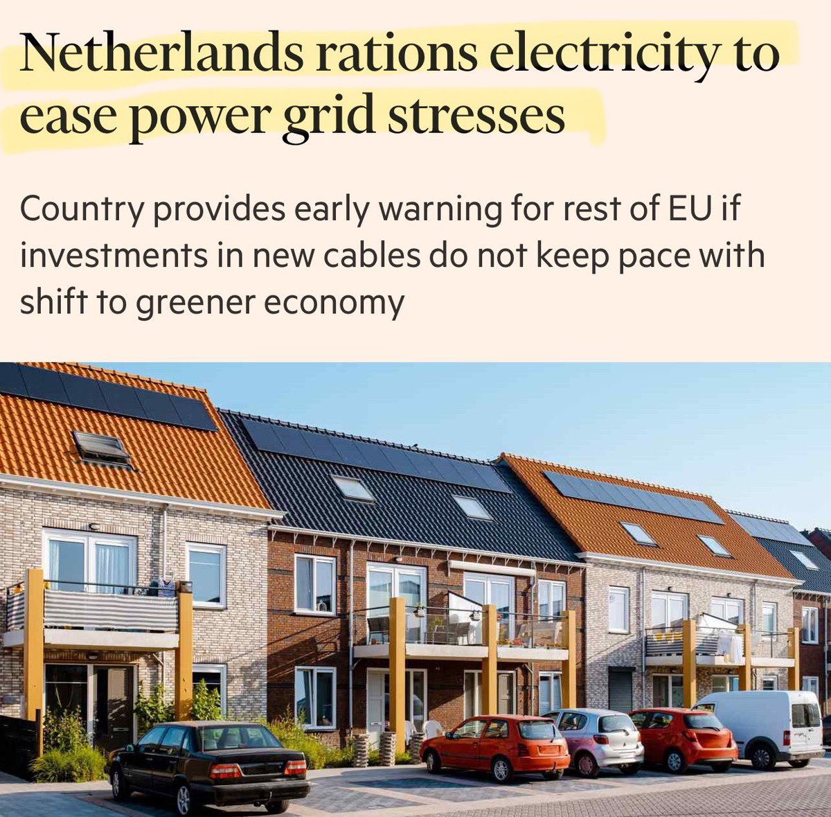 NET ZERO FAIL - Oh … the Netherlands is rationing electricity.

Just like the UK it has massive delays connecting homes and businesses to the electricity grid

The UK also has tens of thousands of projects, including housing and commercial developments, stuck waiting in queues