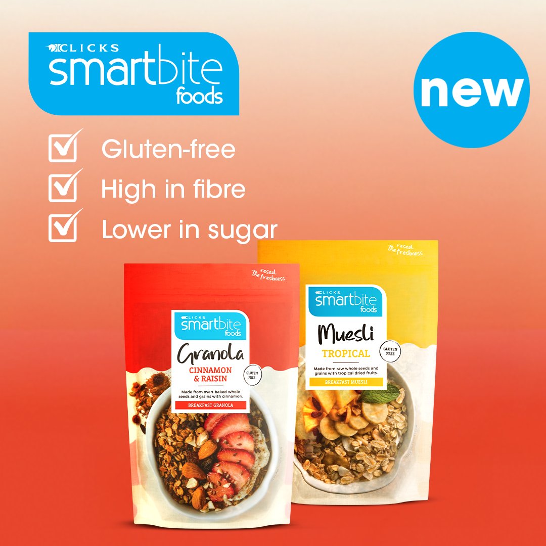 Clicks_SA's tweet image. Mornings that actually serve you back 🥣 😋 

Discover the Smartbite breakfast range – from gluten-free granolas to antioxidant-rich teas and Wild Flower honey that’s safe for immune-compromised individuals. 

Only at Clicks 💙 -&amp;gt; bit.ly/4ltVozP

#SmartBite #HealthyFoods
